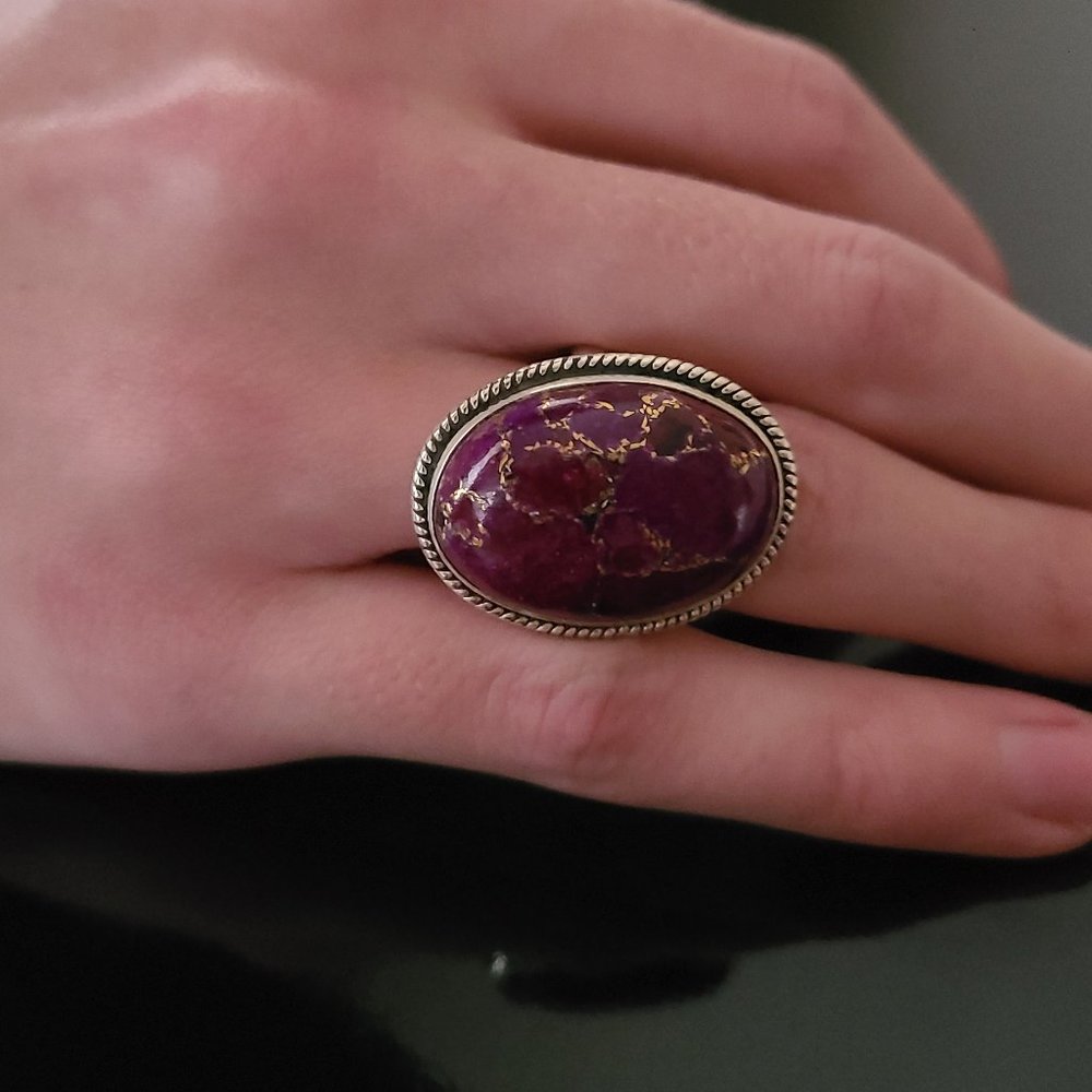 Purple Turquoise Ring Sterling Silver Size 9-Size 9 Ring Turquoise stone jewelry - Picture 4 of 5